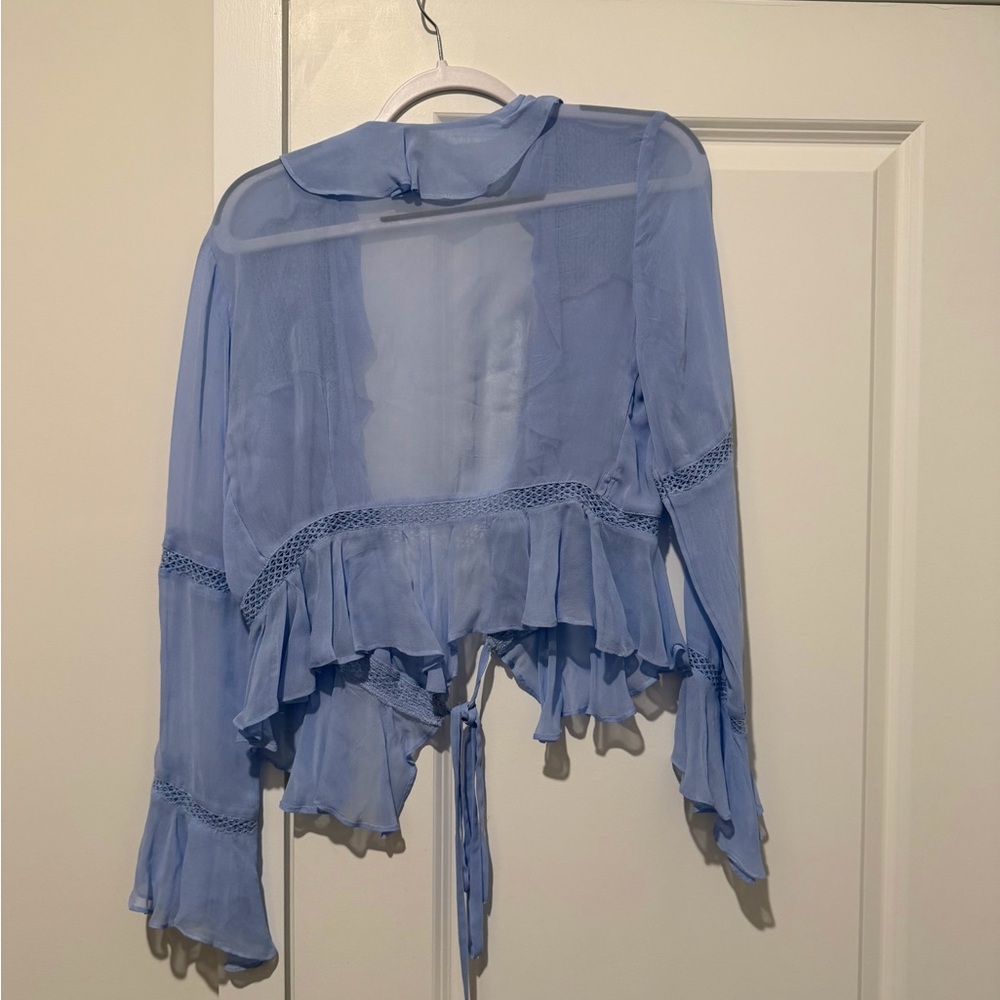 ASOS Light Blue Ruffle Blouse - Picture 2 of 5